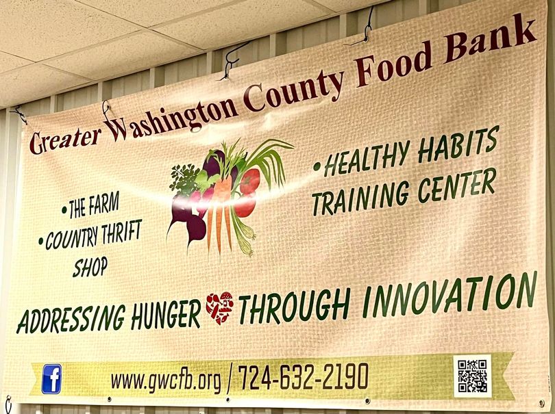 Banner for Greater Washington County Food Bank, with Healthy Habits Training Center and “Addressing Hunger Through Innovation” text.