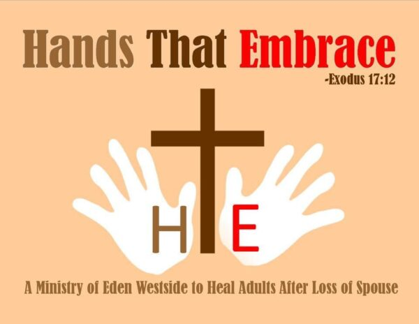 Poster with cross and hands, title 