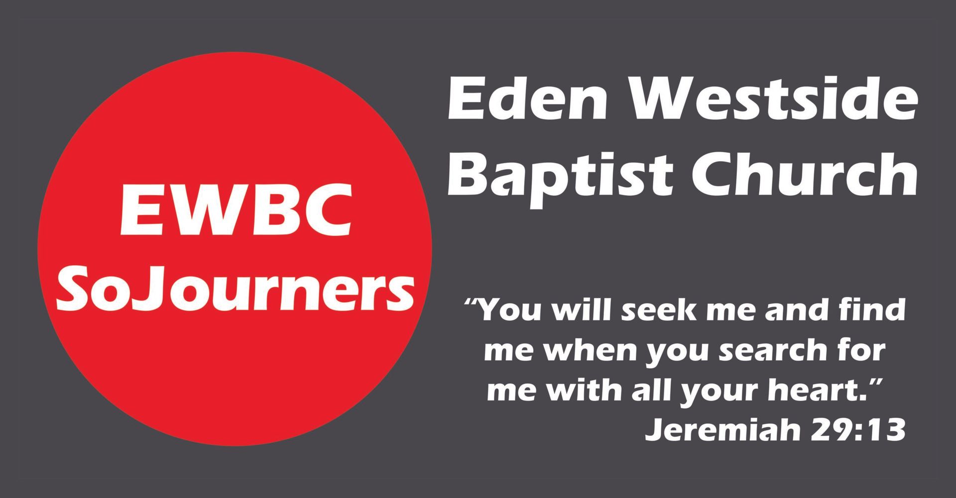 Logo for Eden Westside Baptist Church with red circle, text 