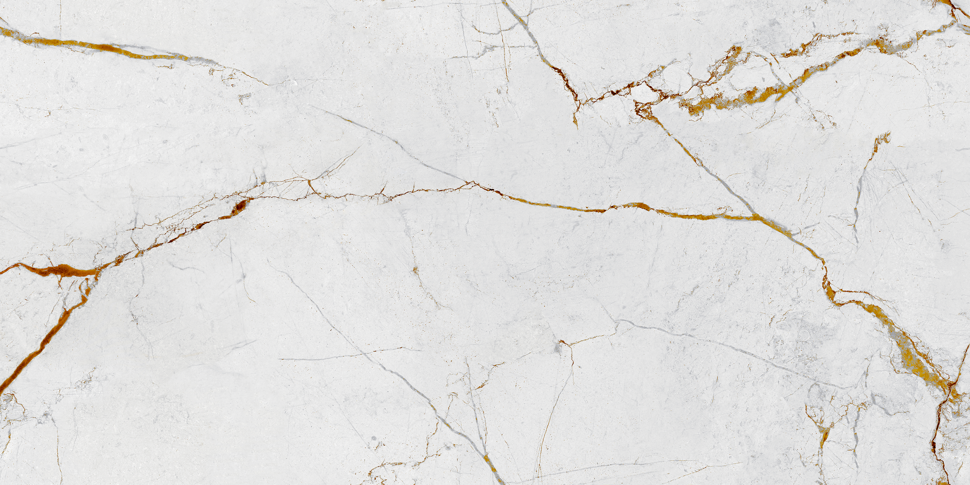 Superficie de mármol blanco con vetas de color dorado.