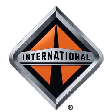 International diamond logo with silver border, orange center, and black horizontal banner.