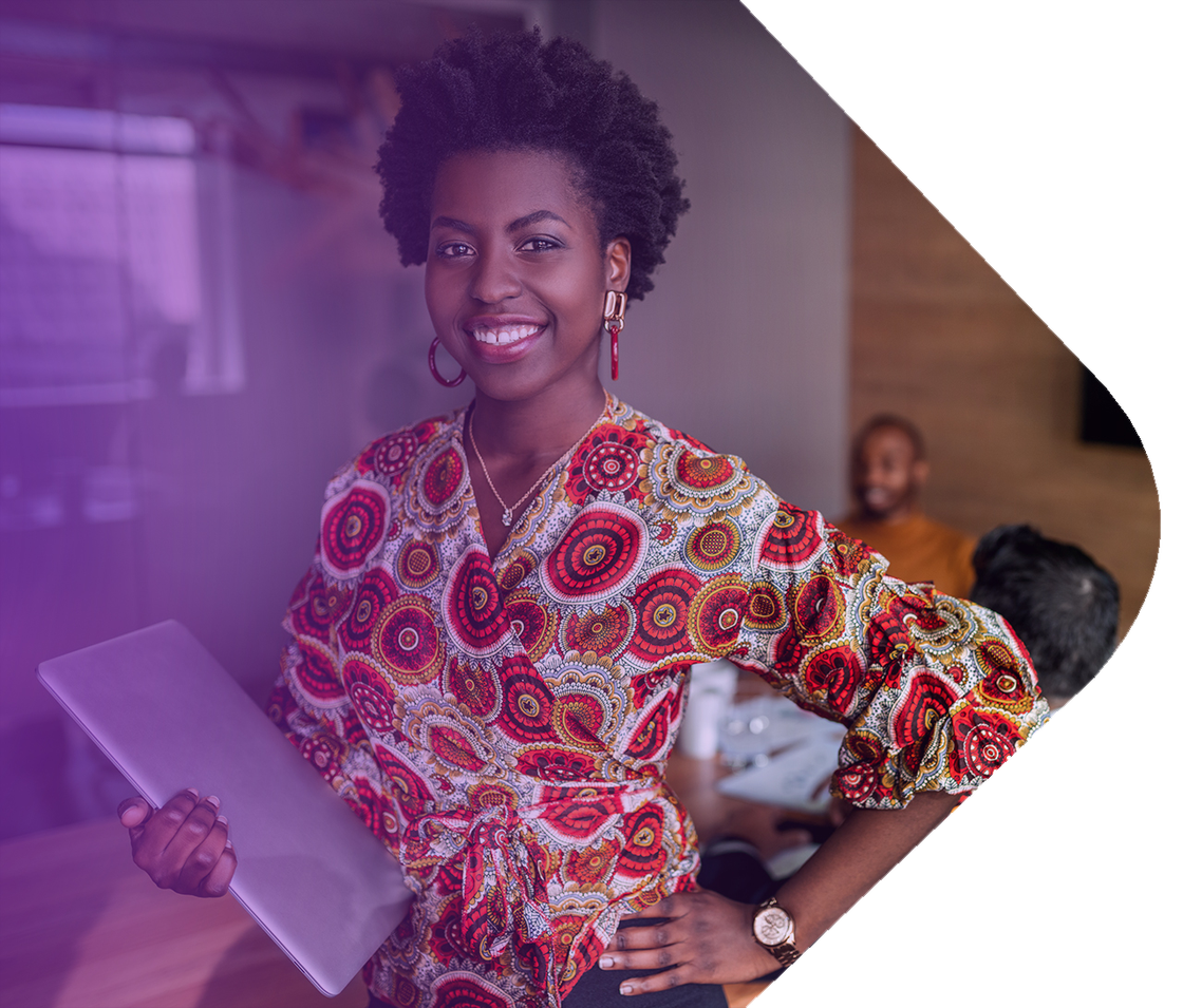 Business Woman Holding Laptop