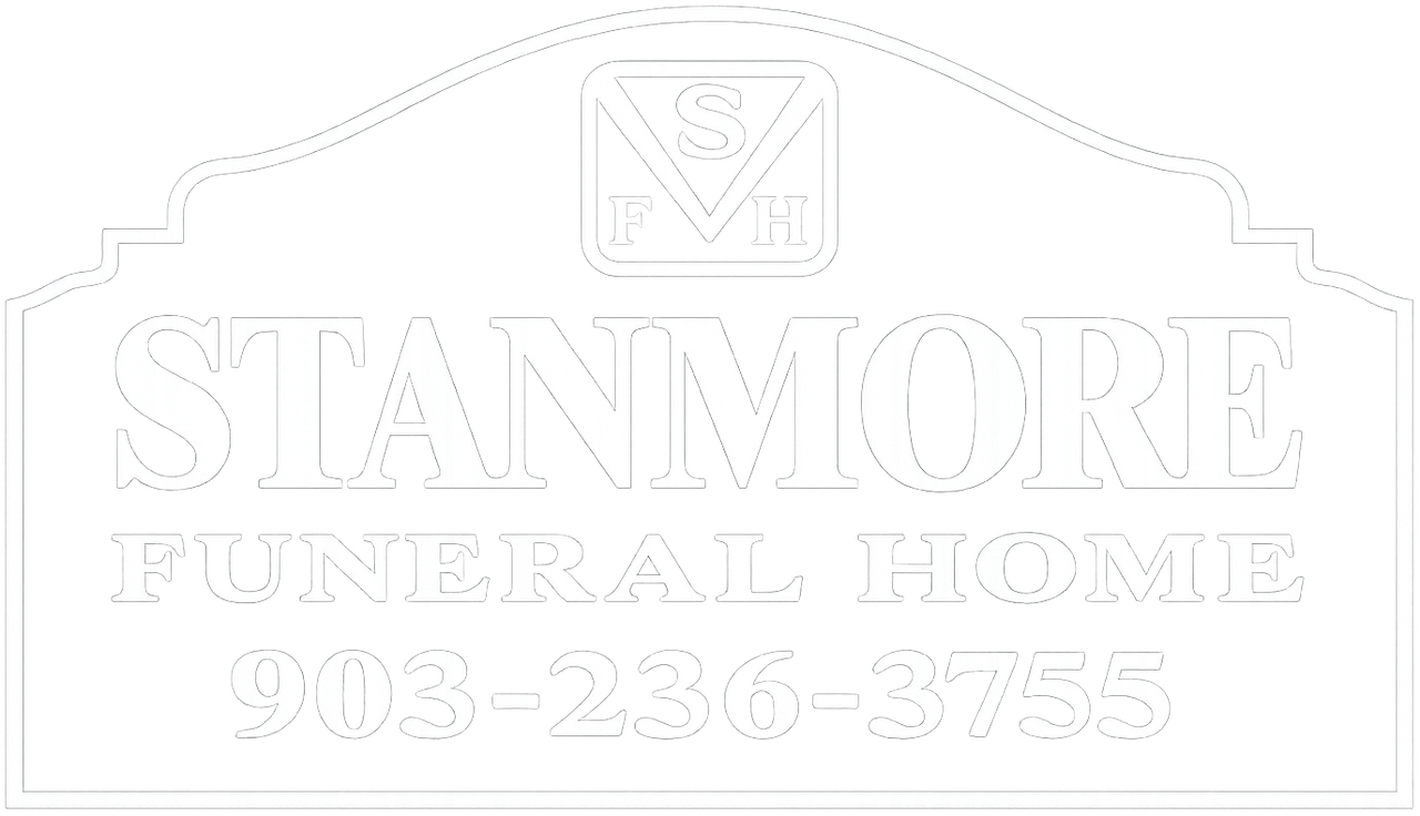 Faded Stanmore logo with a house outline and partially visible contact details