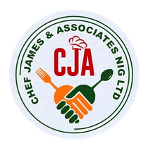 Chef James & Associates Nig Ltd logo with red CJA text and a green-orange handshake with utensils.