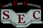 A logo for south east concrete sec is shown on a black background
