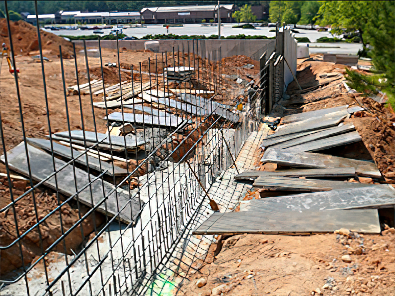 A construction site with a fence surrounding it