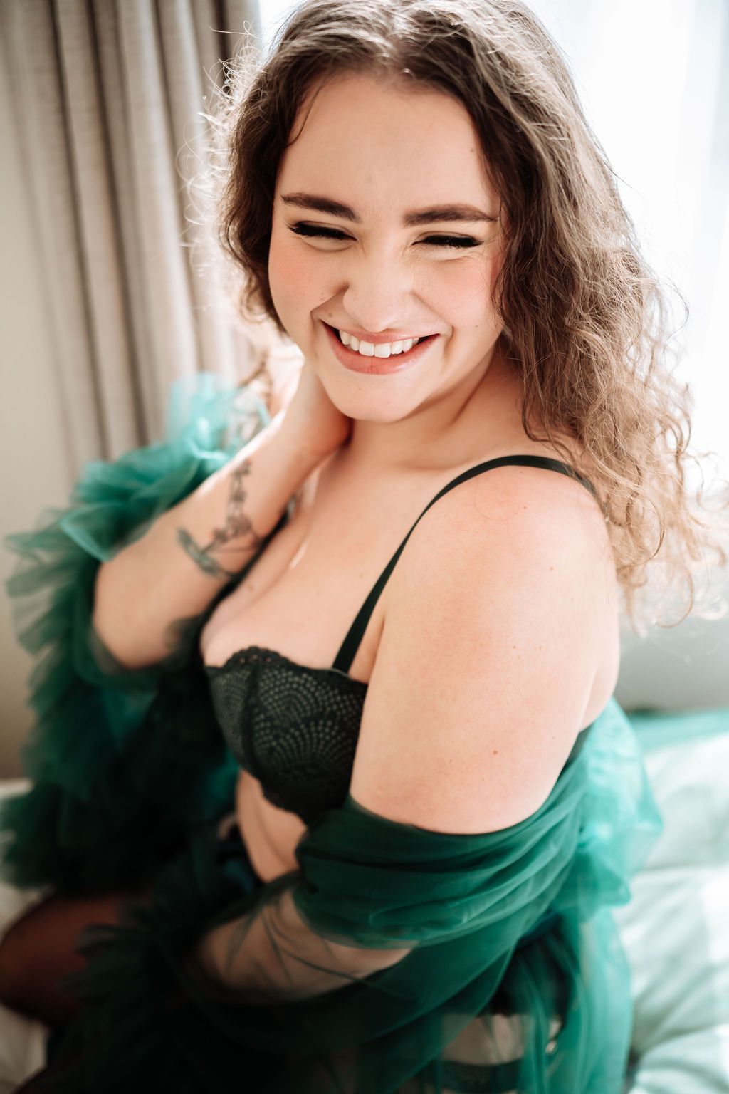 Smiling woman in lingerie