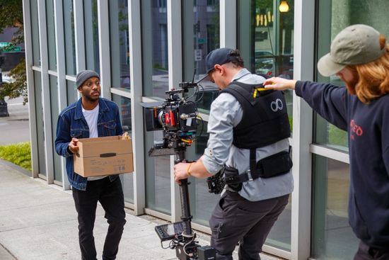 Tacoma video production company shooting on a downtown street