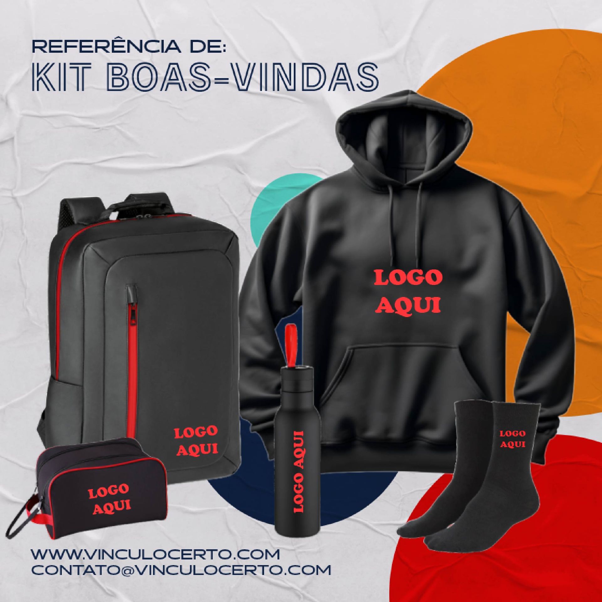 Blusa Moletom Canguru personalizada; Mochila personalizada; Squeeze Personalizada; Necessaire personalizada; Meia personalizada