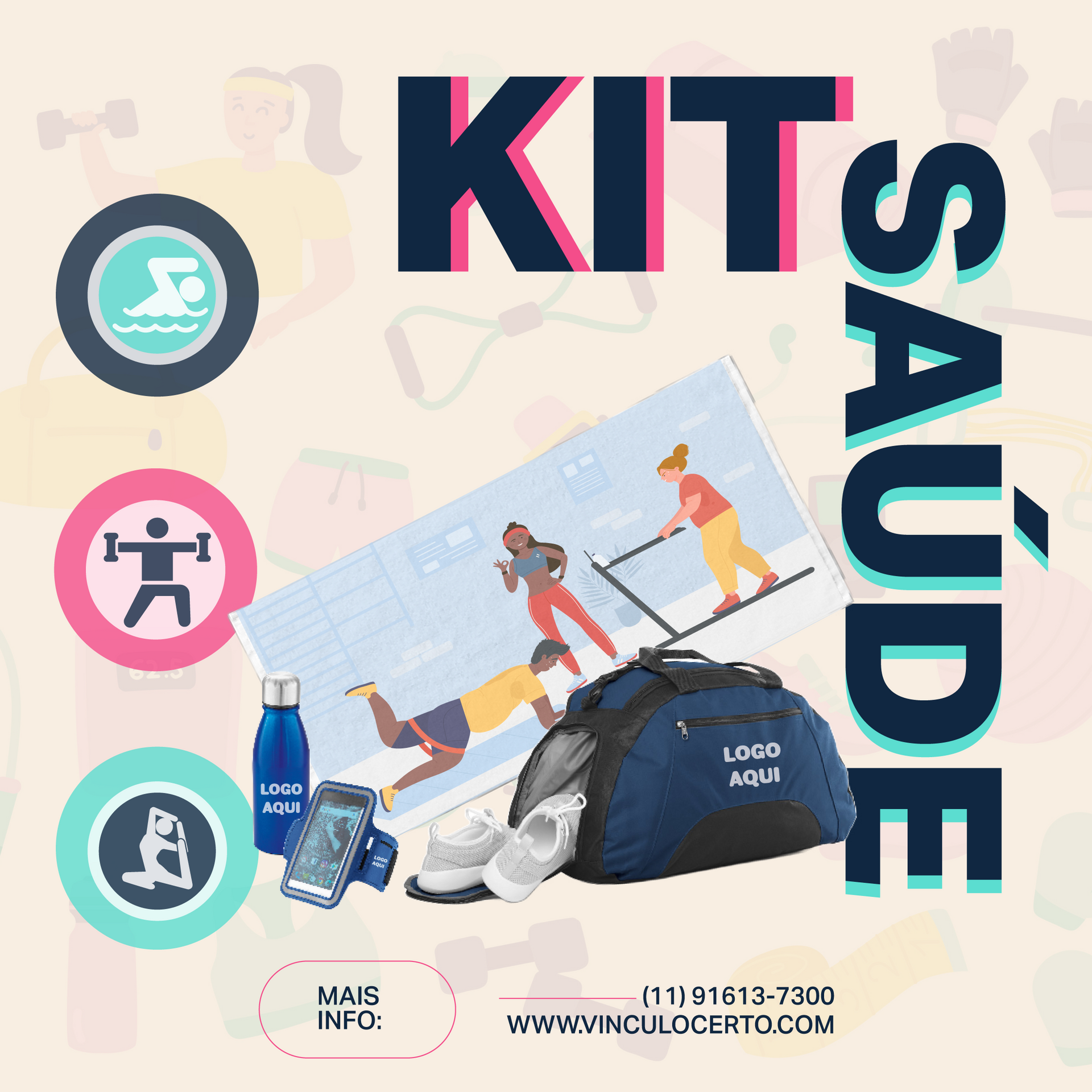 Brindes personalizados para evento; Brindes personalizados para empresas; Kit Academia; Kit Saúde