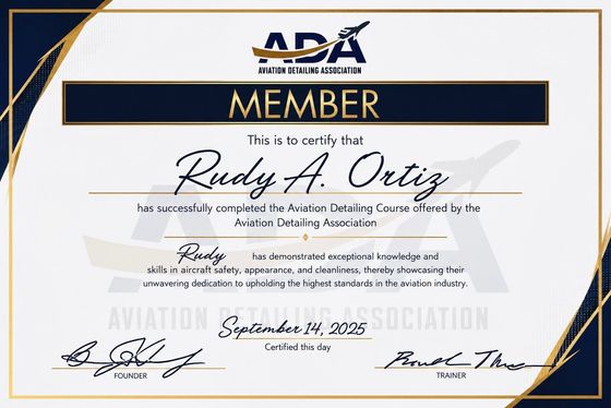 ADA member certificate with gold border and a large signature in the center