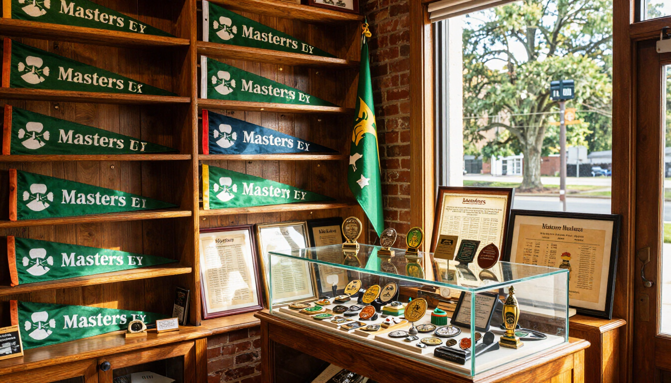 Wooden shelves of Master’s tea tins and a glass display counter in a sunlit shop interior