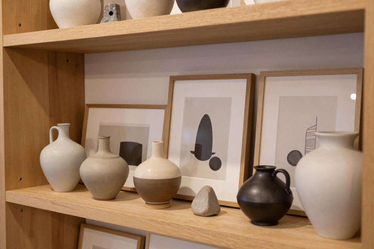 Home decor shelf display at Uptown Marketplace Augusta