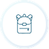 Outlined blue backpack icon inside a pale blue circle