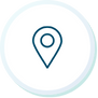 Location pin icon in teal outline on a light circular background