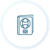 Blue line icon of a front-facing device with a face on the screen and “88” below