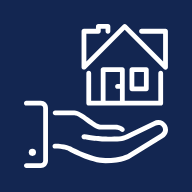 Hand holding a house, suggesting real estate or home ownership.