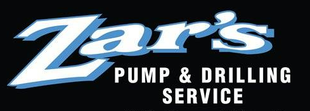 Zar’s Pump & Drilling Service logo in white and blue text on a black background