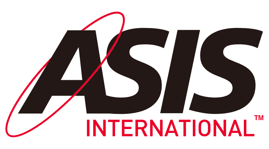 ASIS International logo: Black letters with a red oval, 