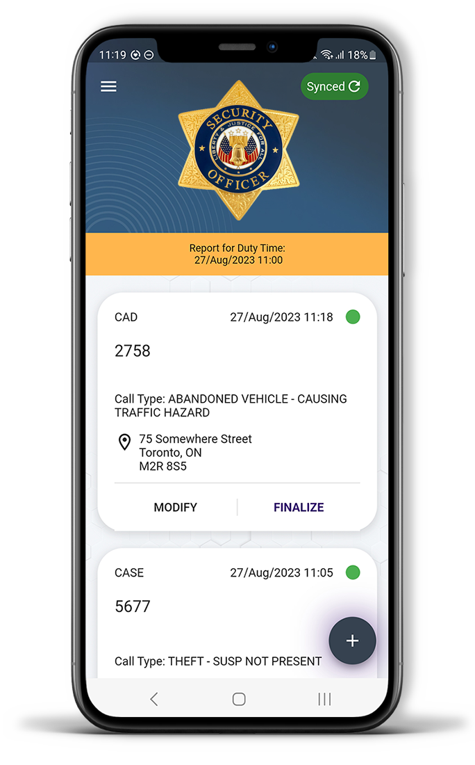 A cell phone with a police badge on the screen.