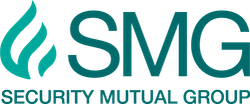 SMG Security Mutual Group logo with turquoise flame icon and text.
