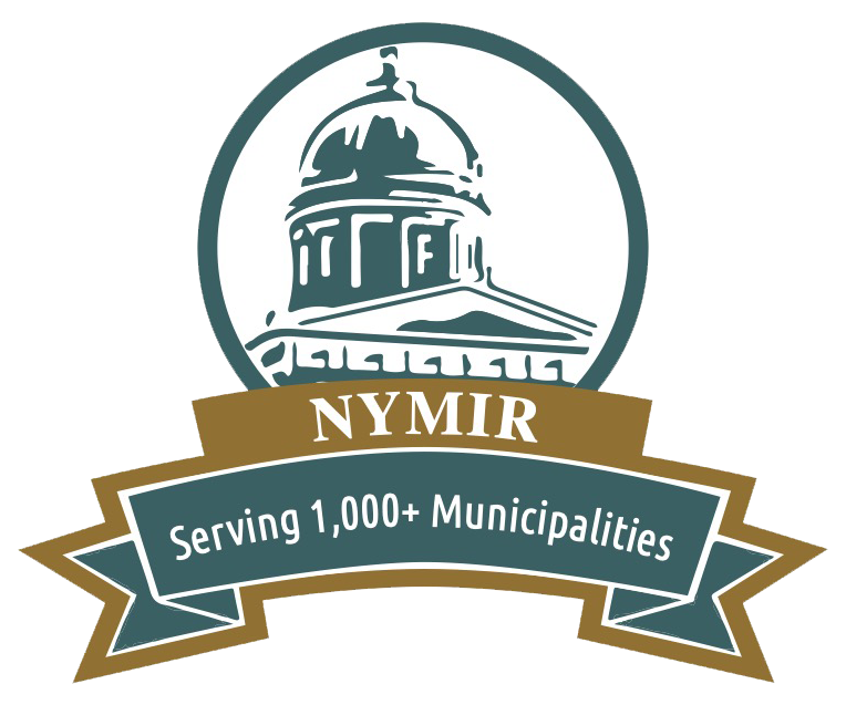 Logo of NYMIR with a capitol building illustration and the text 