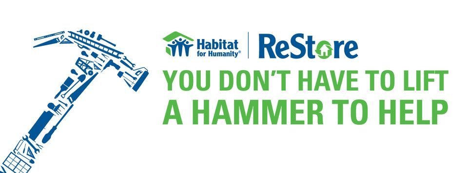Habitat ReStore graphic with a hammer icon and the ReStore logo
