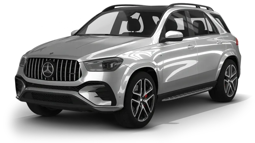 Silver Mercedes-Benz SUV on a white background, front three-quarter view.