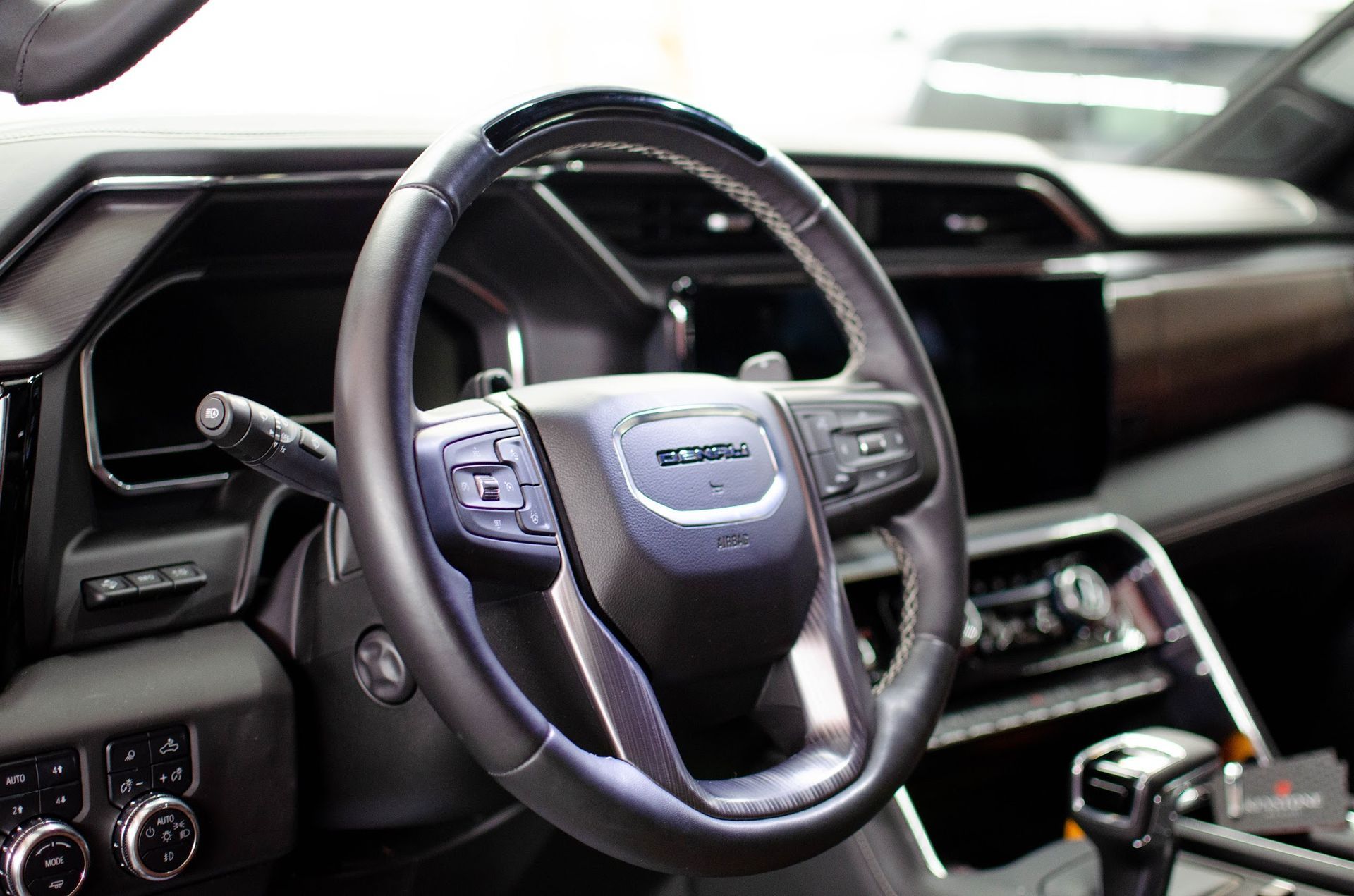 Clean interior and dash of a GMC Sierra Denali detailed at Keystone Detail in Waterford, PA