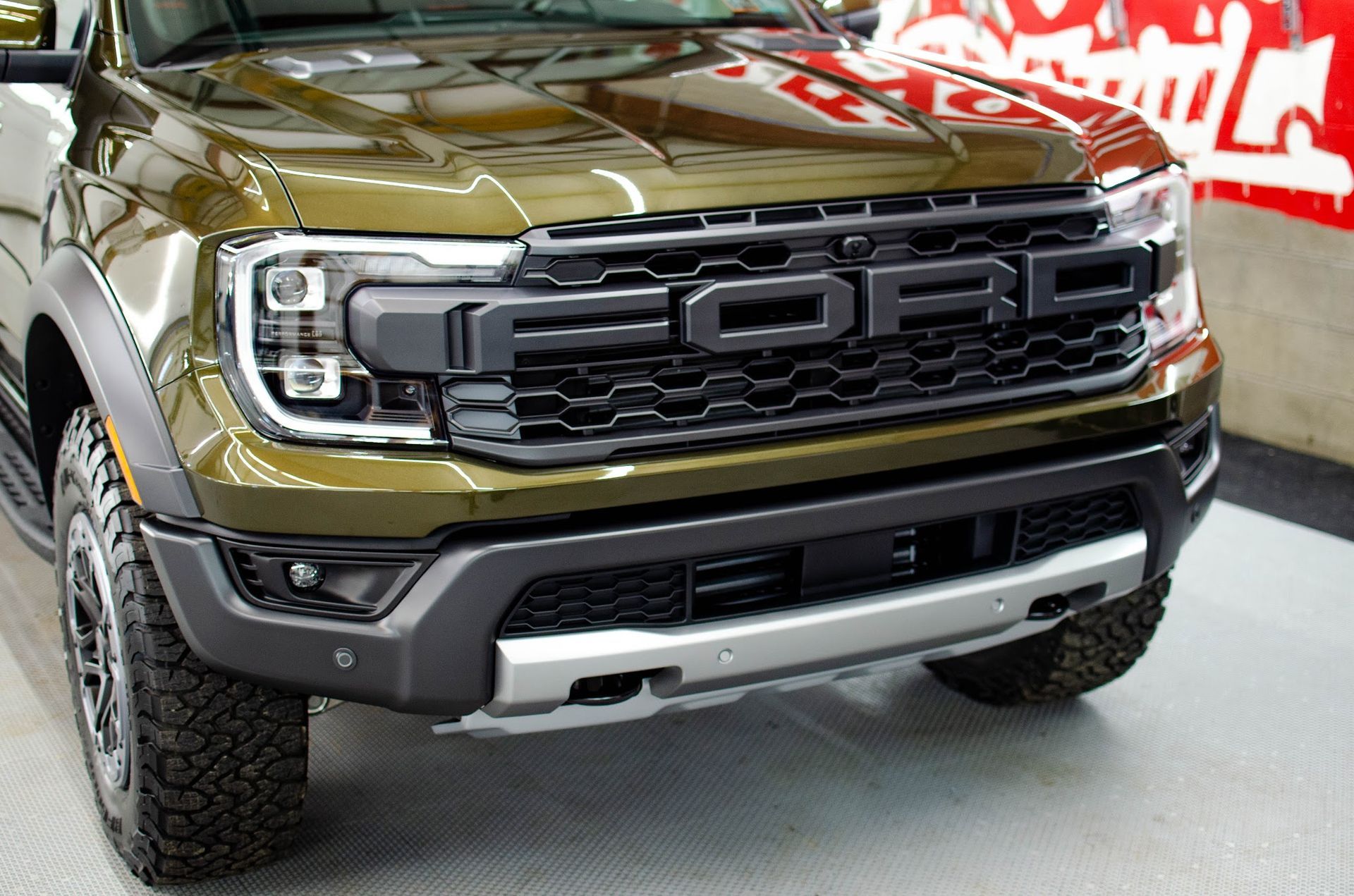 Front end of a Ford Ranger Raptor being protected at Keystone Detail near Erie, PA