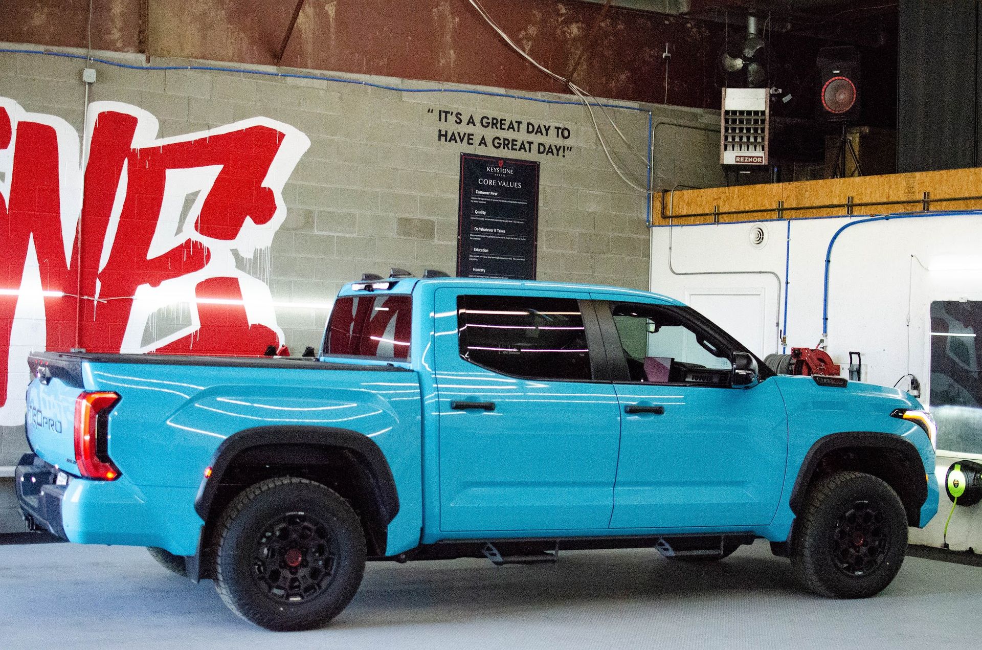 Finished Toyota Tacoma TRD Pro after window tinting at Keystone Detail, Waterford and Erie, PA