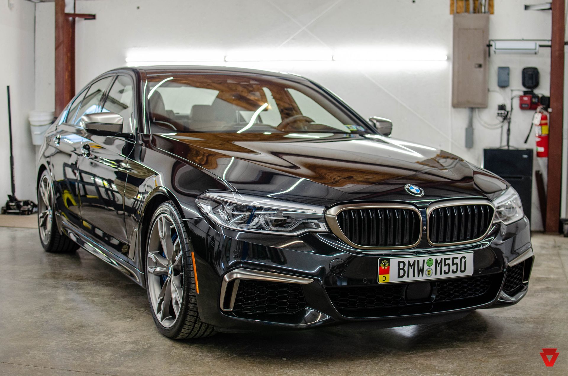 Glossy 2022 BMW M550i after a ceramic coating at Keystone Detail in Waterford, PA