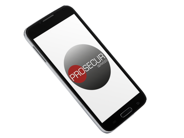Un téléphone portable avec le mot prosecur sur l'écran
