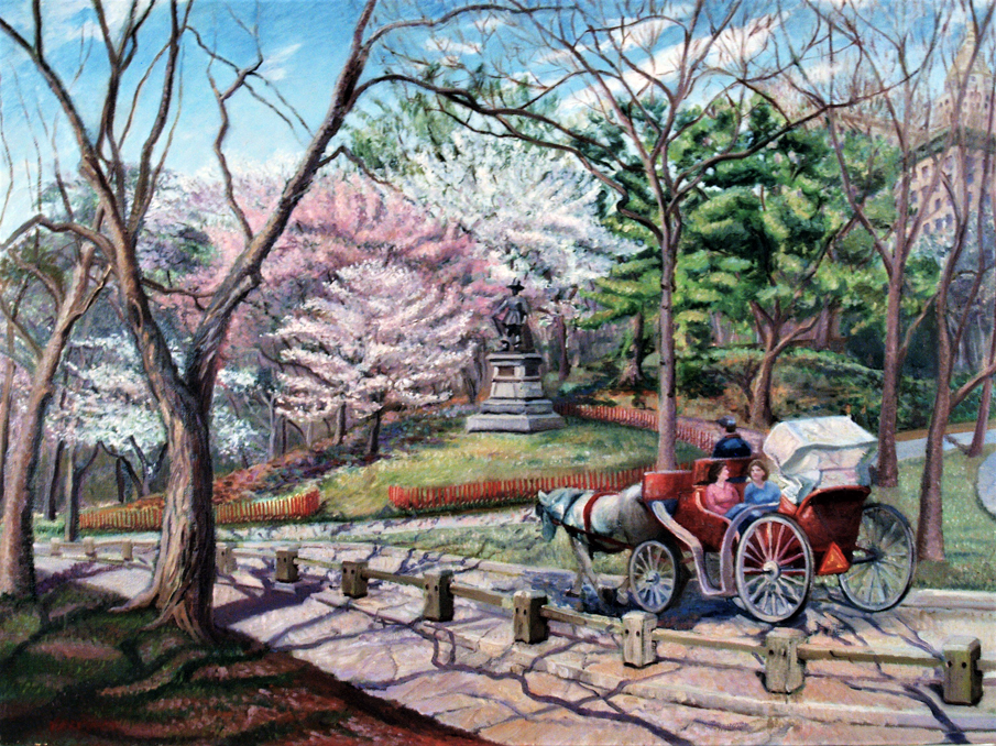 John Varriano, American Artist - Landscape Oil Painting: Central Park Spring