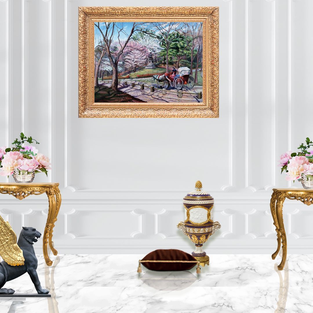 Horse & Carriage: Landscape Oil Painting by John Varriano, American Artist
