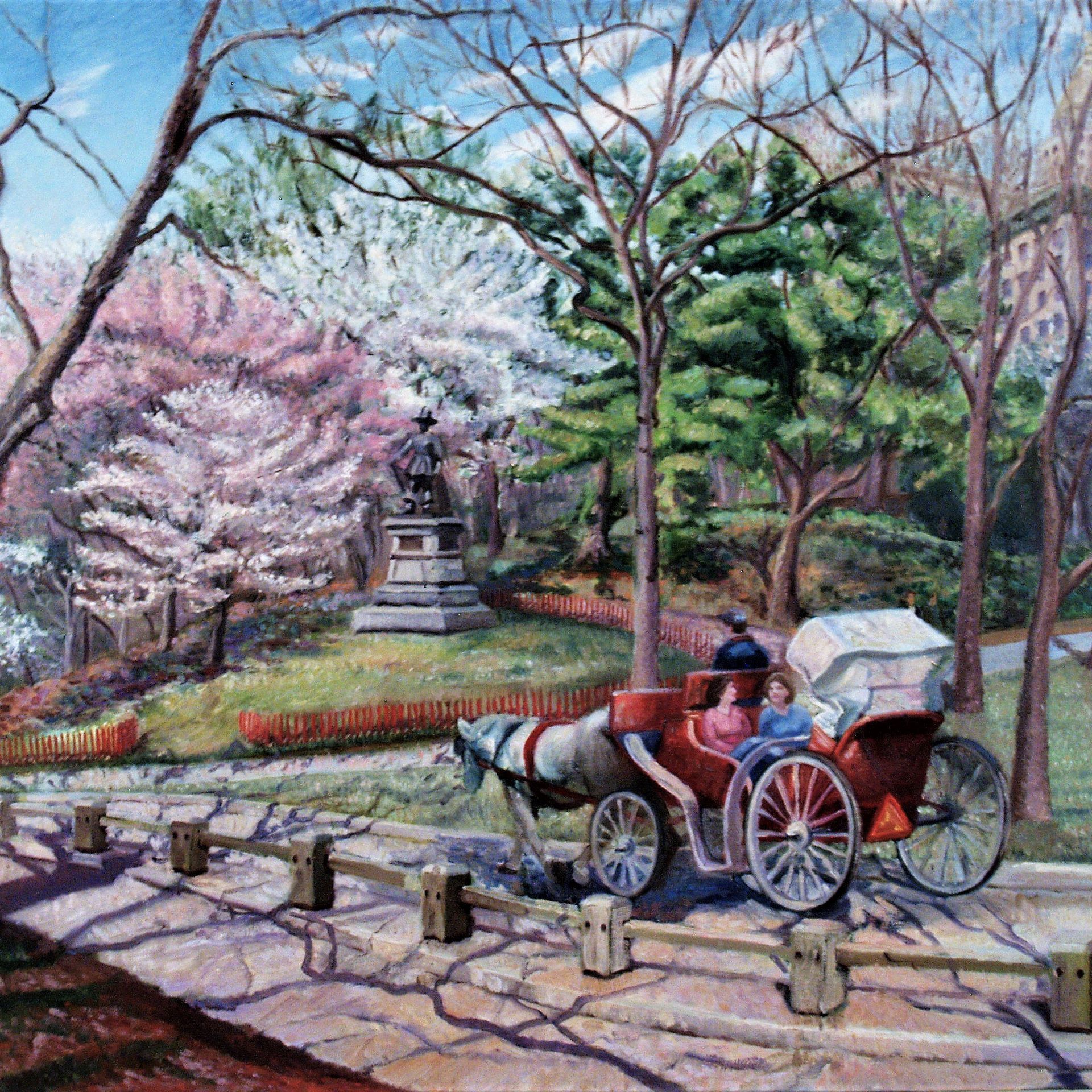 John Varriano American Artist Landscape Oil Painting: Horse & Carriage