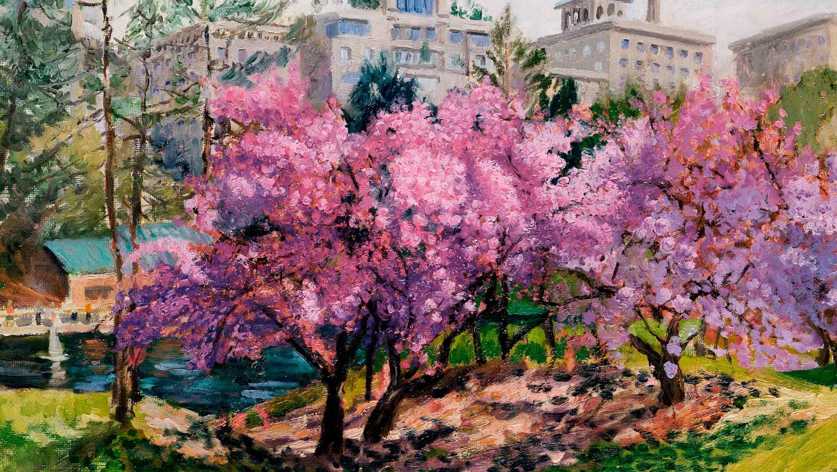 John Varriano American Artist Landscape Oil Painting: Central Park Spring