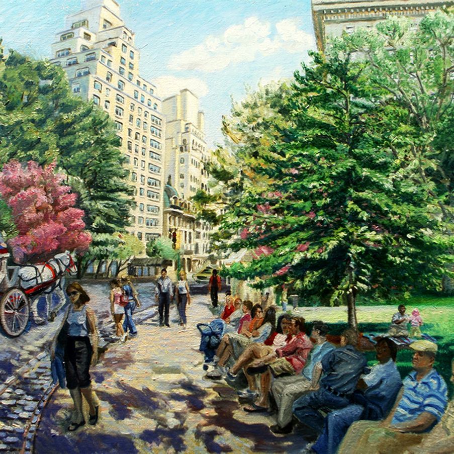 John Varriano Landscape Oil Painting: Park Bench