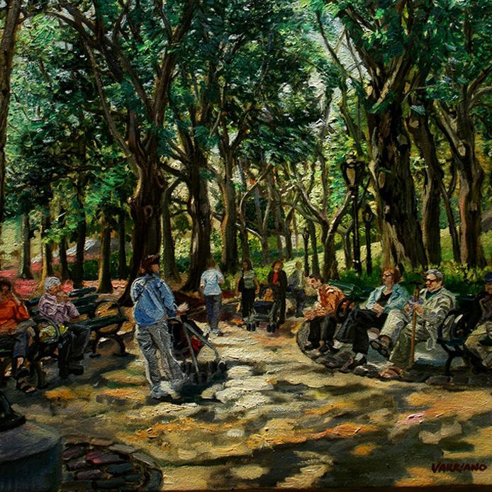 John Varriano Landscape Oil Painting: Sunny Park