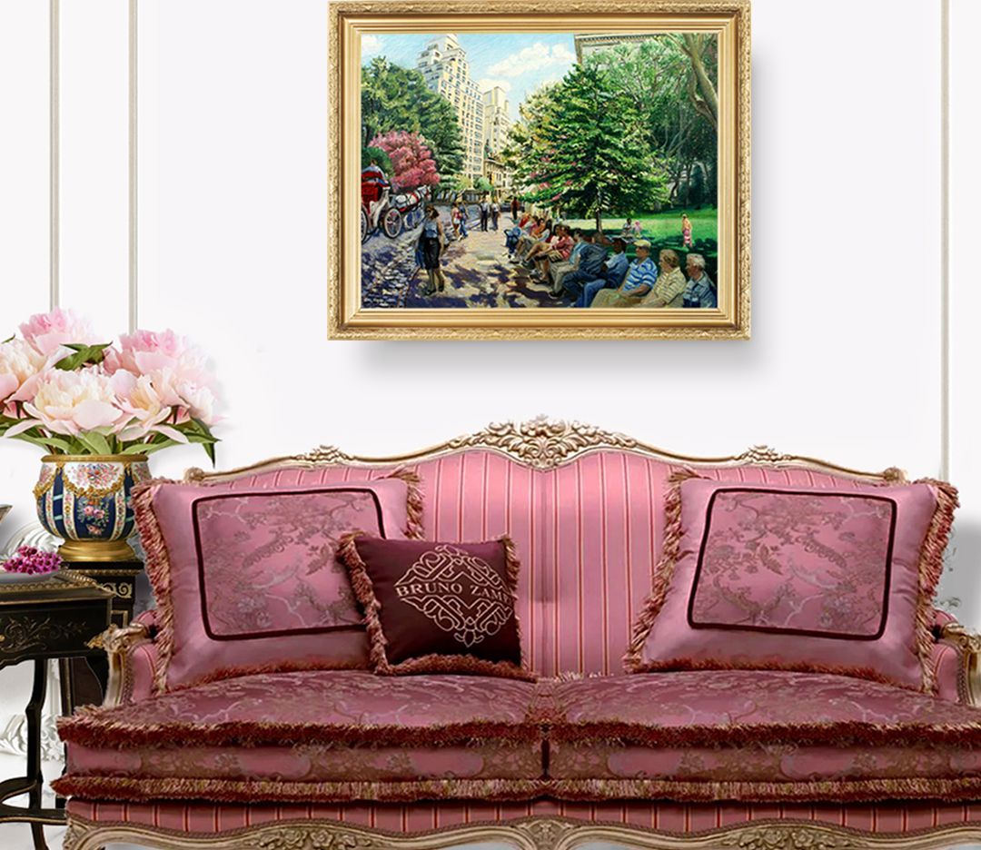 John Varriano, American Artist Oil Painting: Park Bench