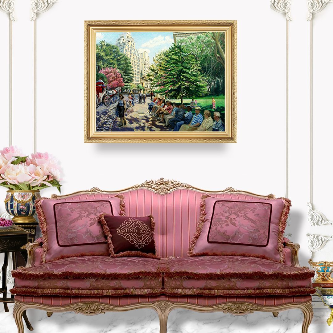 John Varriano Landscape Oil Painting: Park Bench