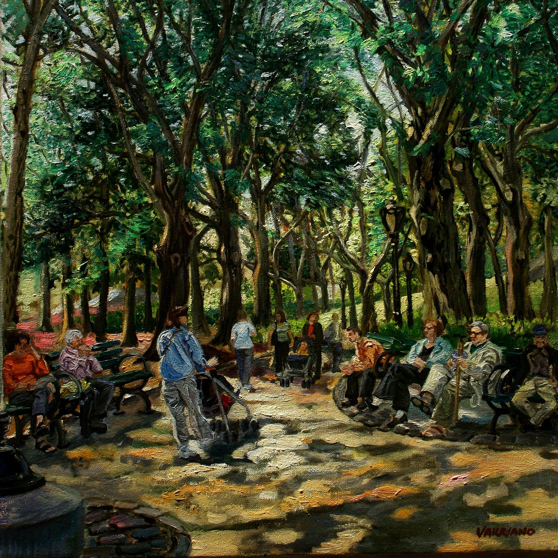 John Varriano American Artist Landscape Oil Painting: Sunny Park