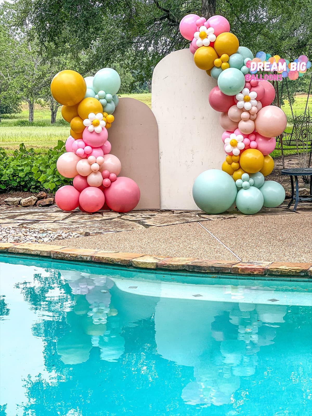 pool balloon decor daisy groovy