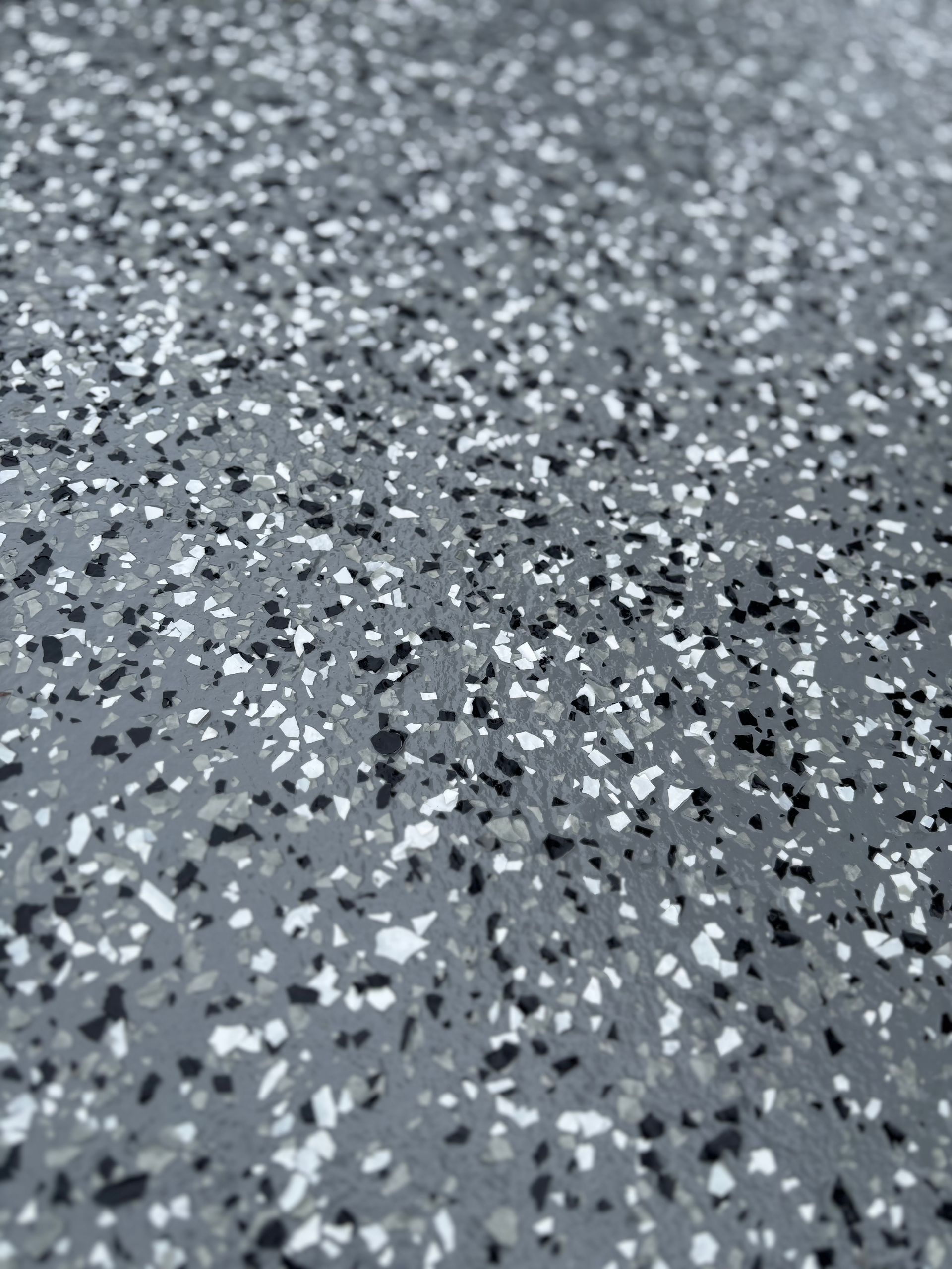 Close-up of gray speckled textured surface with white and black flecks
