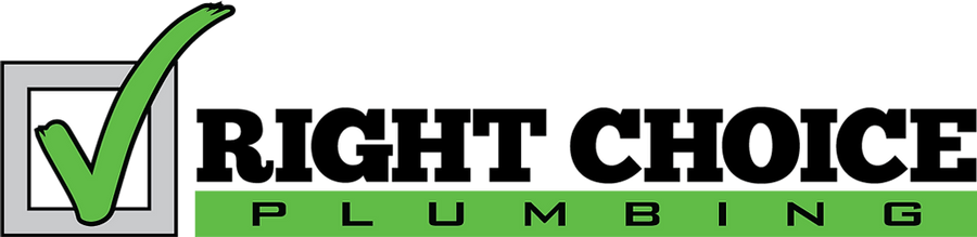 A logo for Right Choice Plumbing with a green check mark