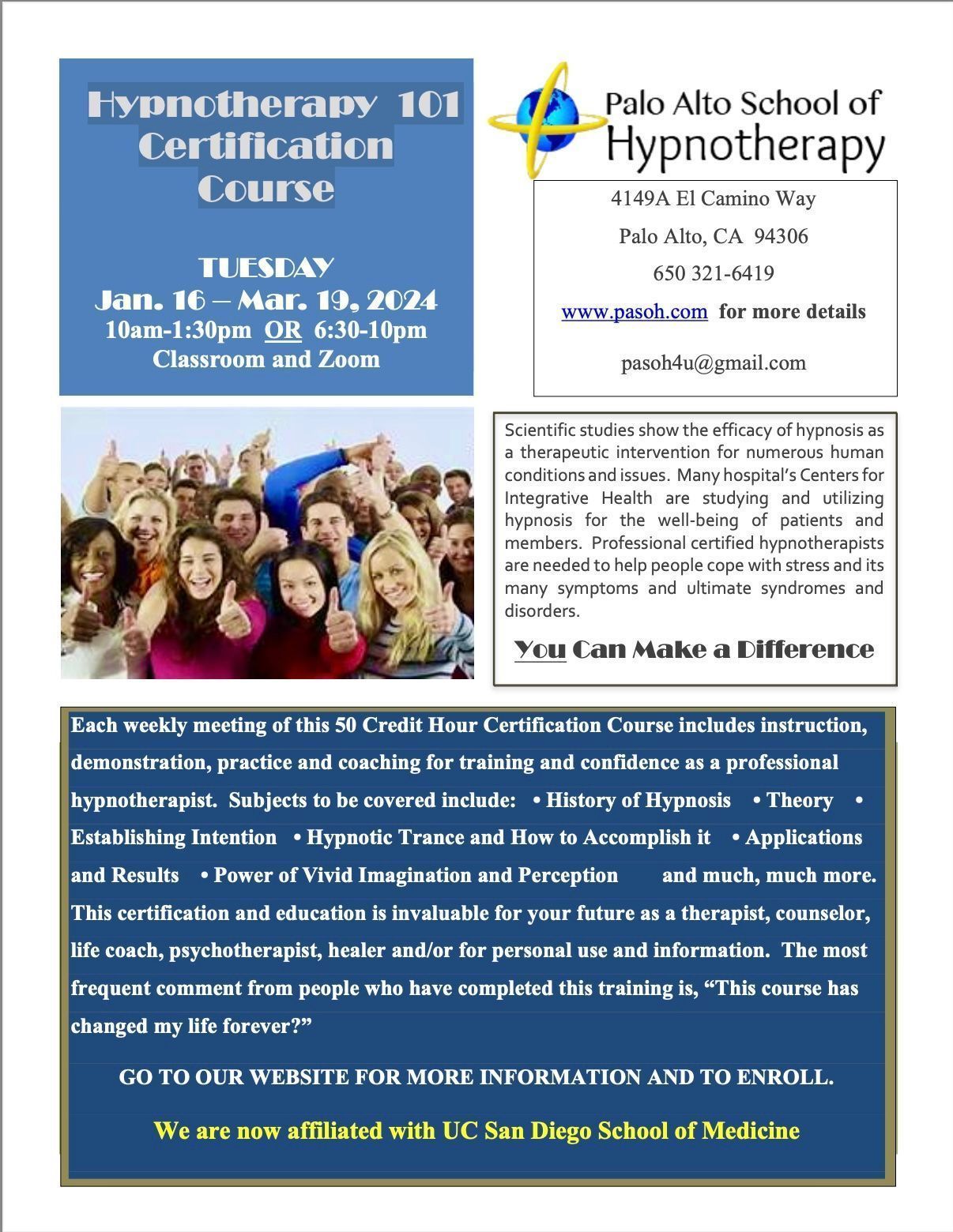 Hypnotherapy 101 Certificate Course Hypnotherapy 101 Certificate Course
