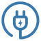 A blue icon of a plug with a lightning bolt inside of a circle.