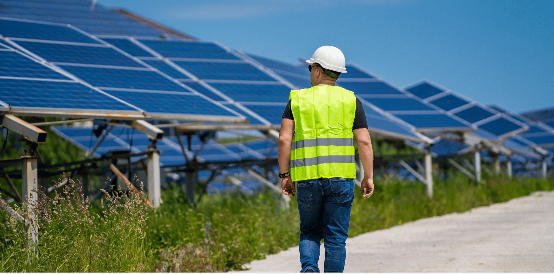 Man inspecting solar panels