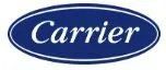 Carrier logo in white script on a blue oval background