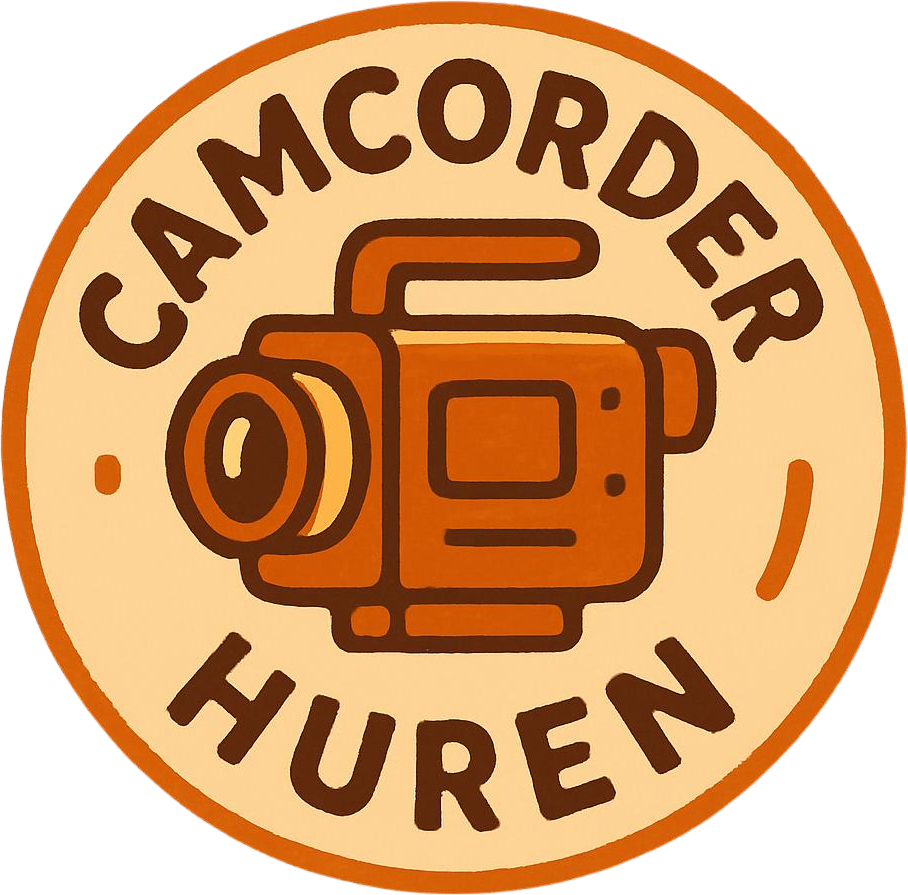 Oranje rond logo met een camcorder-icoon en de tekst